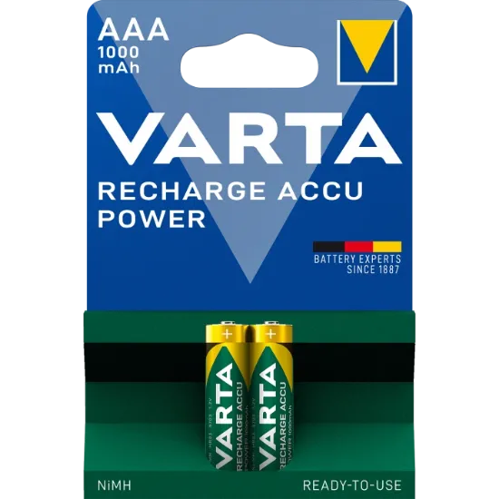  Зображення Varta VARTA RECHARGEABLE ACCU AAA 1000mAh BLI 2 NI-MH (READY 2 USE) 