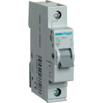  Зображення Hager Hager In=16А «C» 6kA MC116A 
