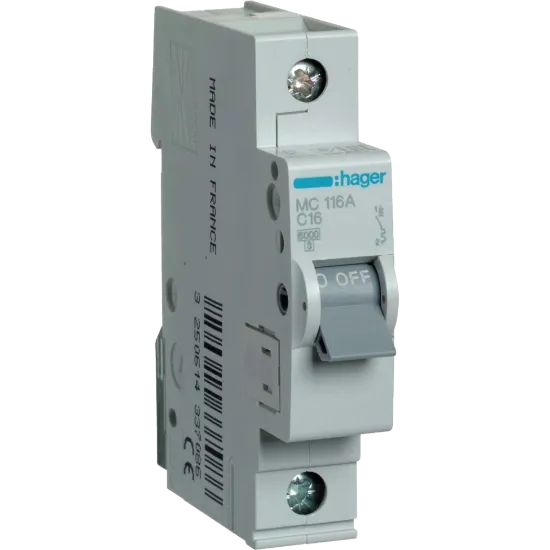  Зображення Hager Hager In=16А «C» 6kA MC116A 