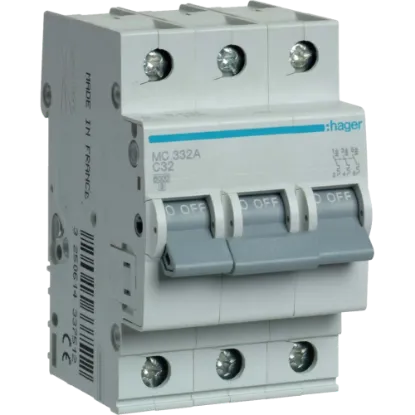  Зображення Hager Hager In=32 А, 3п, С, 6 kA, 3м MC332A 