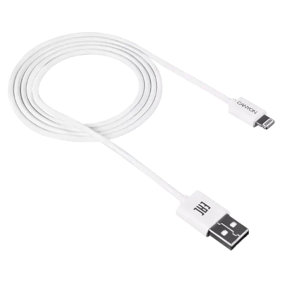  Зображення Canyon Canyon CFI1W white (Lightning - USB-A) 1м 